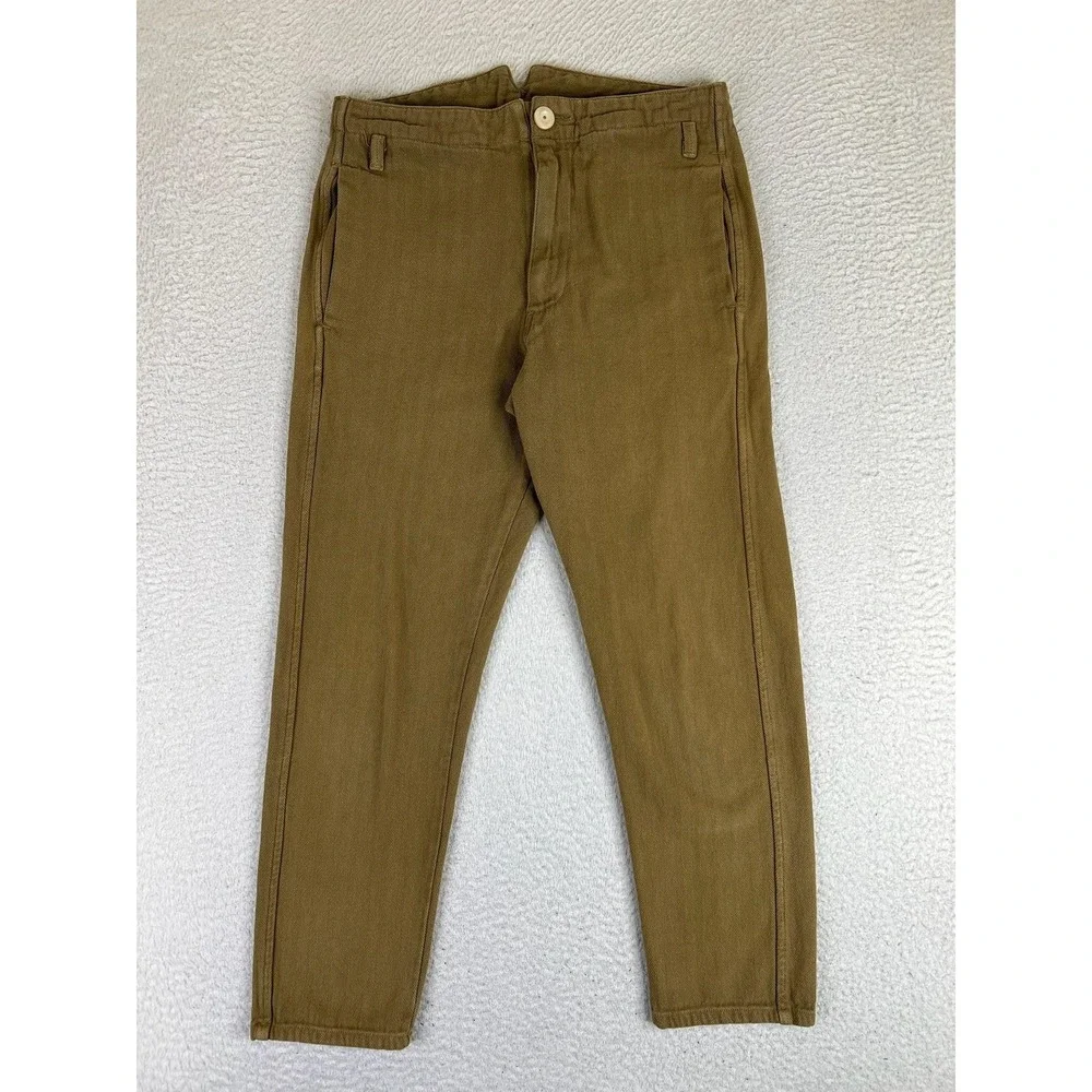 Prospective Flow Pants Mens 28x26 Brown Herringbone Canvas Chino Casual USA